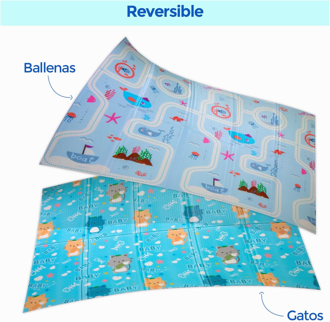 Alfombra Bebe, 1.5cm Grosor, Diseño Infantil, 200 X 180 Cm, Acolchada De Xpe, Reversible_1