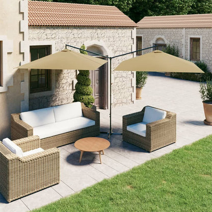Vidaxl Sombrilla Doble De Jardín Con Palo De Acero Taupe 600x300 Cm_1