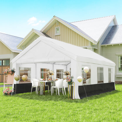 Outsunny Carpa Para Fiesta 4x6 M Con Paredes Extraíbles Puertas Ventanas Gris_1