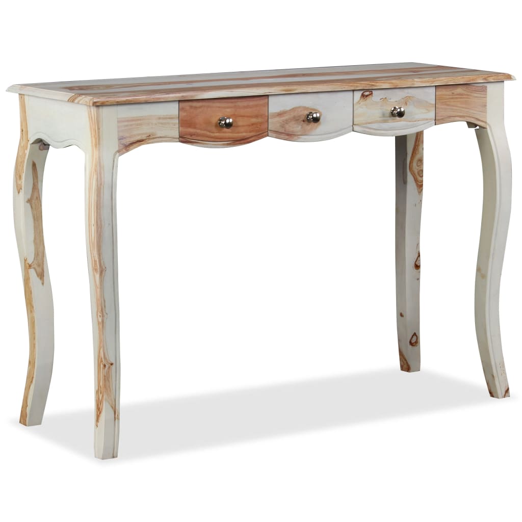 Mesa Consola Con 3 Cajones Madera Maciza Sheesham 110x40x76 Cm_1