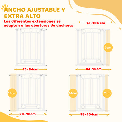 Pawhut Barrera Para Perros Con Ancho Ajustable 76-104 Cm 2 Extensiones Blanco_4