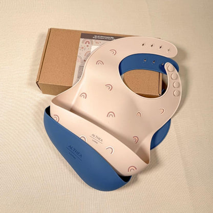 Baberos Impermeables - 2 Piezas - Beige / Azul Marino._3
