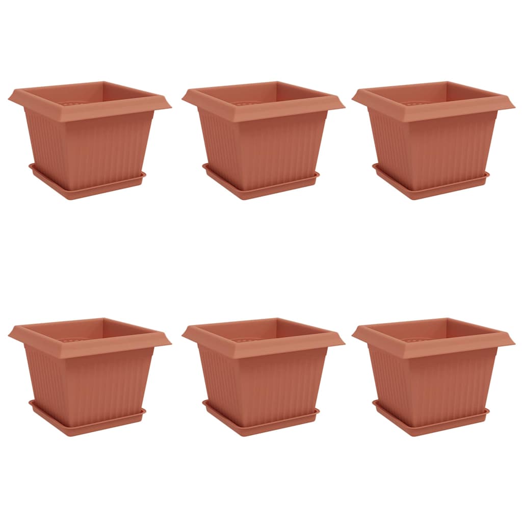 Macetas 6 Pcs Rojo Ladrillo 23 X 23 X 17,5 Cm Plástico_0