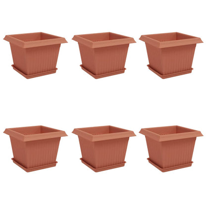 Macetas 6 Pcs Rojo Ladrillo 23 X 23 X 17,5 Cm Plástico_0