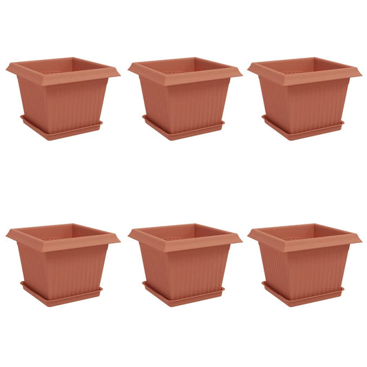 Macetas 6 Pcs Rojo Ladrillo 23 X 23 X 17,5 Cm Plástico_0