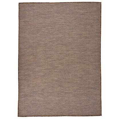 Alfombra De Exterior De Tejido Plano Marrón 200x280 Cm_1