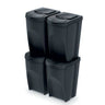 Set De 4 Cubos De Basura Keden Sortibox 100% Plástico Reciclado, Negro, Volumen 4x35l