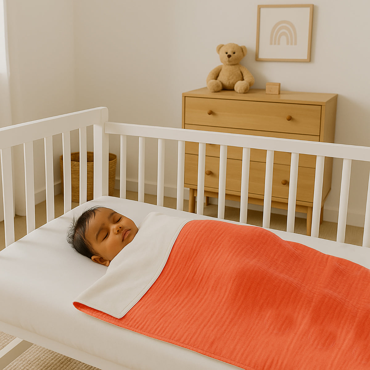 Manta De Algodón Orgánico Rex Blanco Y Fresa