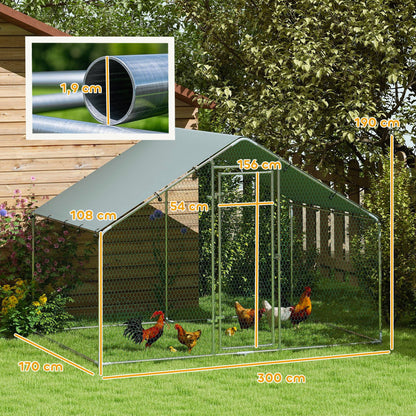 Pawhut Gallinero Para Exterior 3x1,7x1,9 M Con Cubierta Anti-uv E Impermeable_2