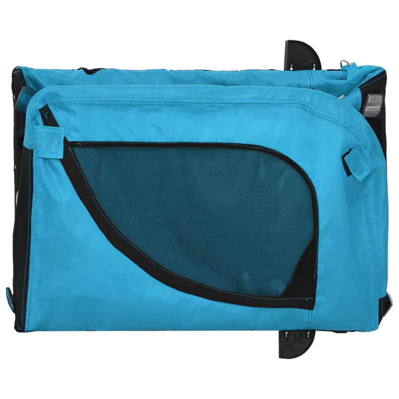 Vidaxl Remolque De Bicicleta Mascotas Hierro Tela Oxford Azul Negro_5