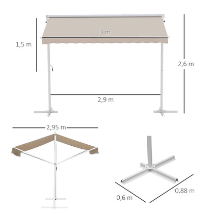 Outsunny Toldo De Pie 300x295x255 Cm Ajustable Portátil Poliéster Jardín Terraza_2