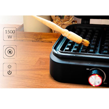 Gofrera Eléctrica Profesional, 2 Gofres Belgas Gruesos, Antiadherente, Regulador Temperatura, Acero Inox. Mpm Mpm-mgo-40 Negro