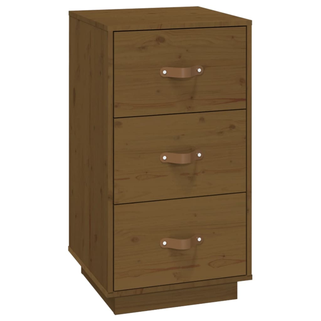 Mesita De Noche Madera Maciza De Pino Marrón Miel 40x40x75 Cm_0