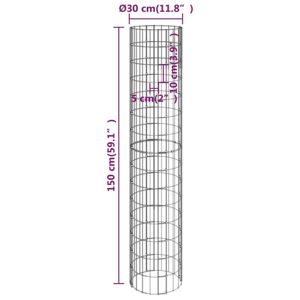 Poste Circular De Gaviones Acero Galvanizado Ø30x150 Cm / Vetonek_3