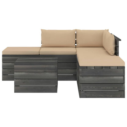 Muebles De Jardín De Palets 6 Piezas Cojines Madera Maciza Pino / Vetonek_1