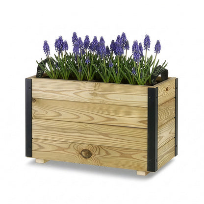 Jardinera De Madera Con Refuerzo De Aluminio 60x30x40 Cm Ghio Al Hortalia_0