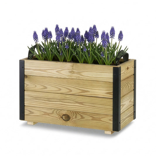 Jardinera De Madera Con Refuerzo De Aluminio 60x30x40 Cm Ghio Al Hortalia_0