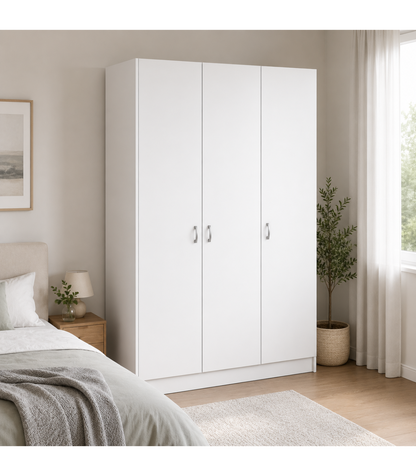 Armario 3 Puertas Abatibles Acabado Blanco Soft, 200 Cm(alto)128,2 Cm(ancho)52 Cm(fondo)_1