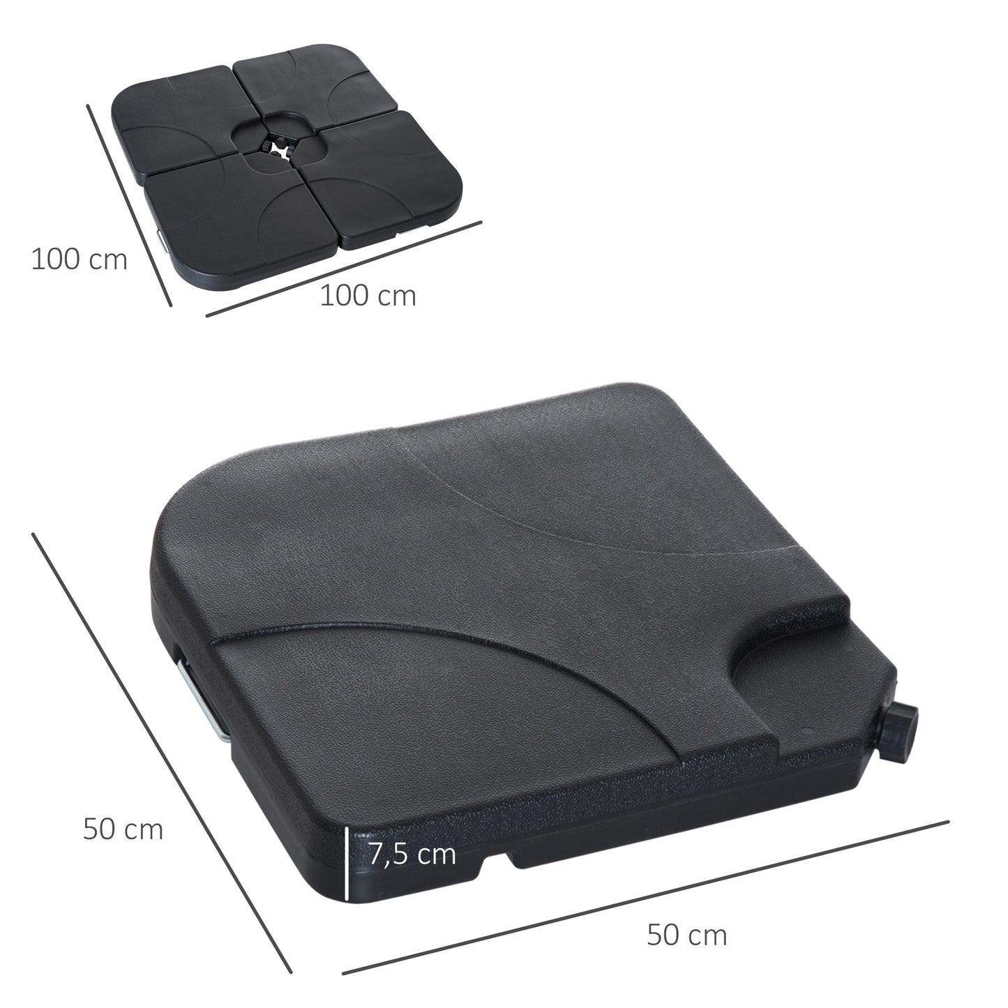 Outsunny Base Soporte De Sombrilla Pie Para Parasol Negro_2