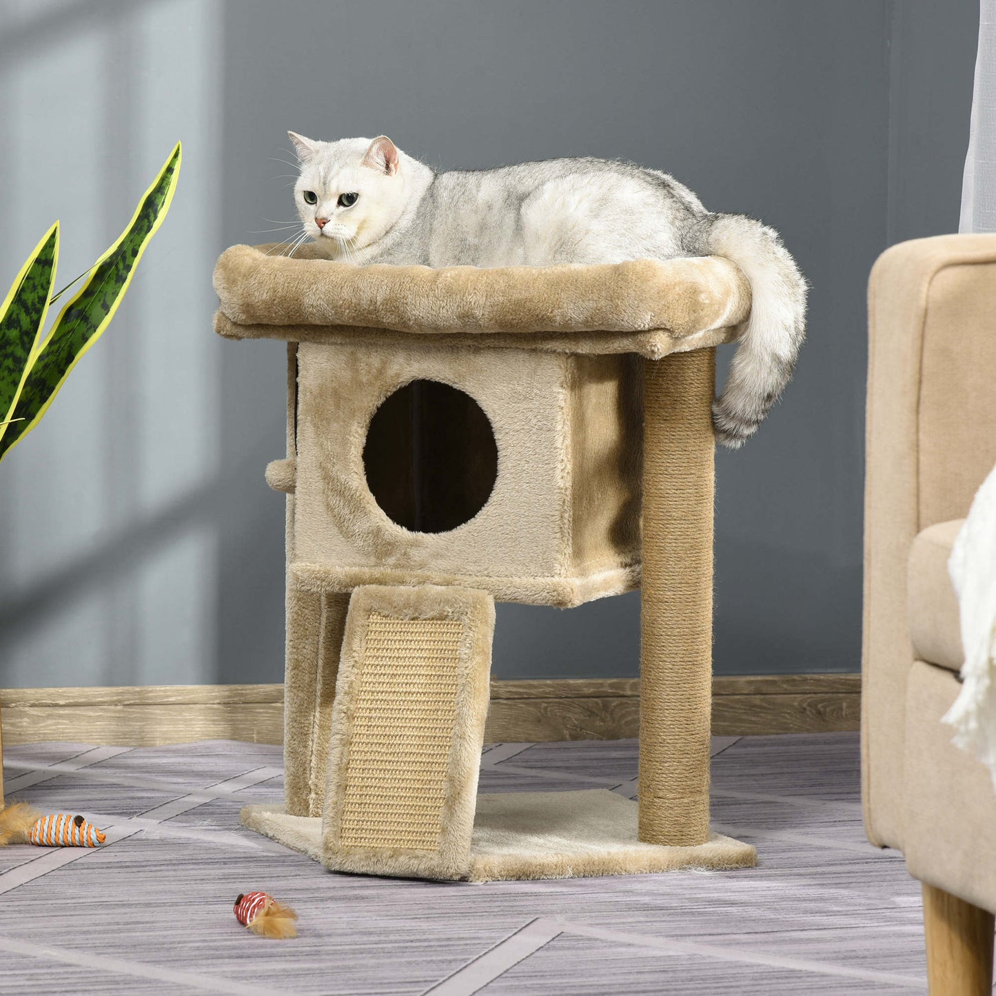 Pawhut Árbol Rascador Para Gatos Pequeños 57 Cm_1