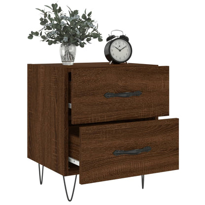 Mesita Noche 2 Uds Madera Ingeniería Marrón Roble 40x35x47,5 Cm_1