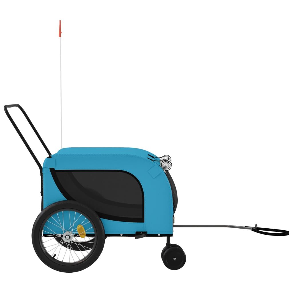 Vidaxl Remolque De Bicicleta Mascotas Hierro Tela Oxford Azul Negro_4