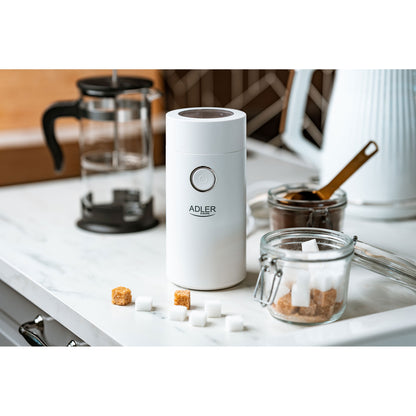 Molinillo Café Eléctrico Especias, Semillas, Capacidad 75g Cuchillas Acero Inox. Tapa Hermética Adler Ad4446-ws, Blanco, 150w_1