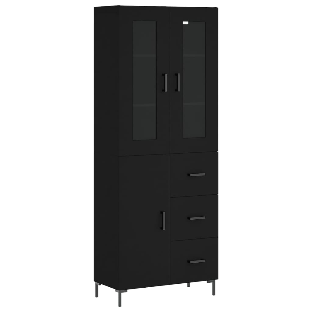 Aparador Alto Madera Contrachapada Negro 69,5x34x180 Cm_1