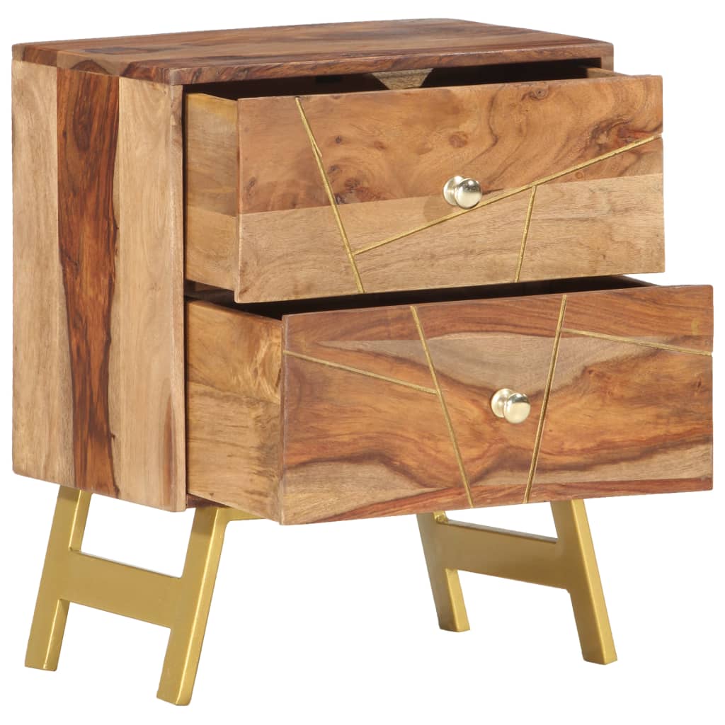 Mesita De Noche De Madera Maciza De Sheesham 40x30x50 Cm_1
