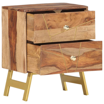 Mesita De Noche De Madera Maciza De Sheesham 40x30x50 Cm_1