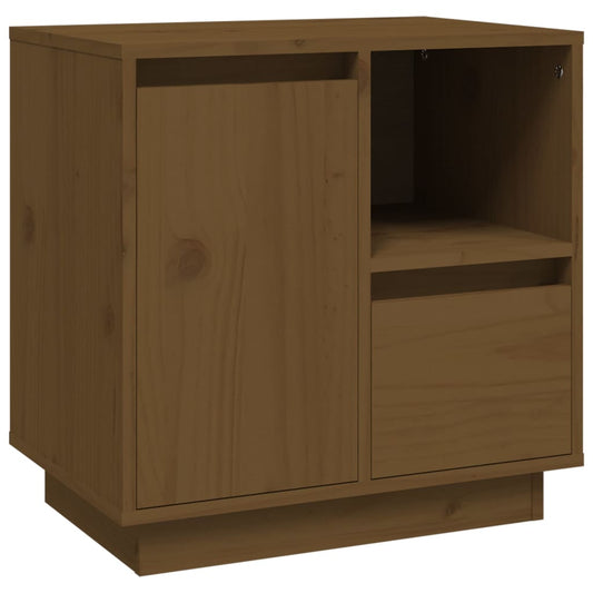 Mesita De Noche Madera Maciza De Pino Marrón Miel 50x34x50 Cm_0