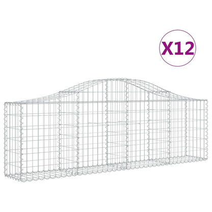 Cestas De Gaviones 12 Uds Forma De Arco Hierro 200x30x60/80 Cm_0