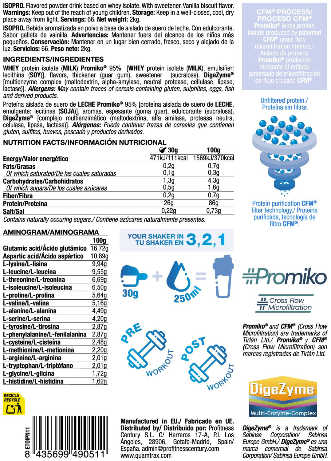 Isopro Cfm - 2kg - Vainilla Con Galletas - Proteína De Aislado De Suero Isolate - Quamtrax_5
