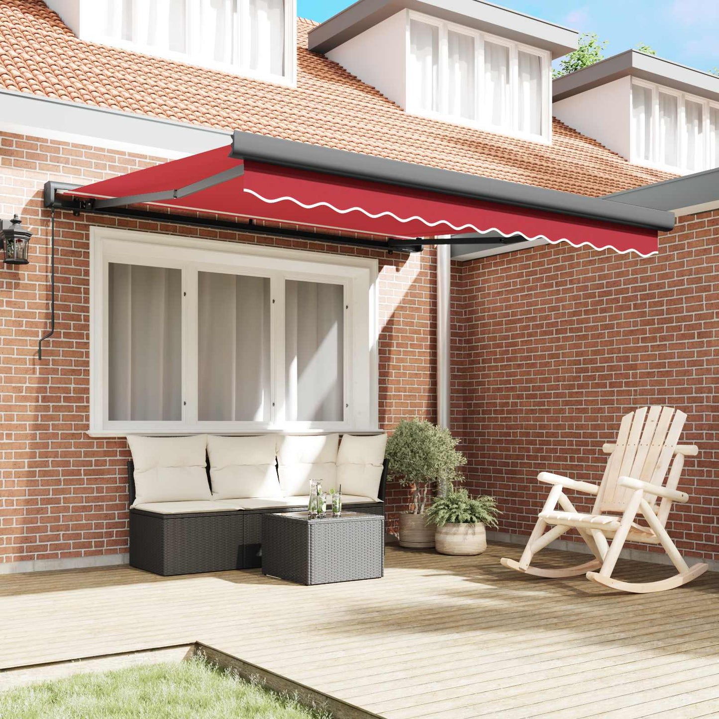 Toldo Retráctil Rojo 300 X 250 Cm Lona Y Aluminio_2