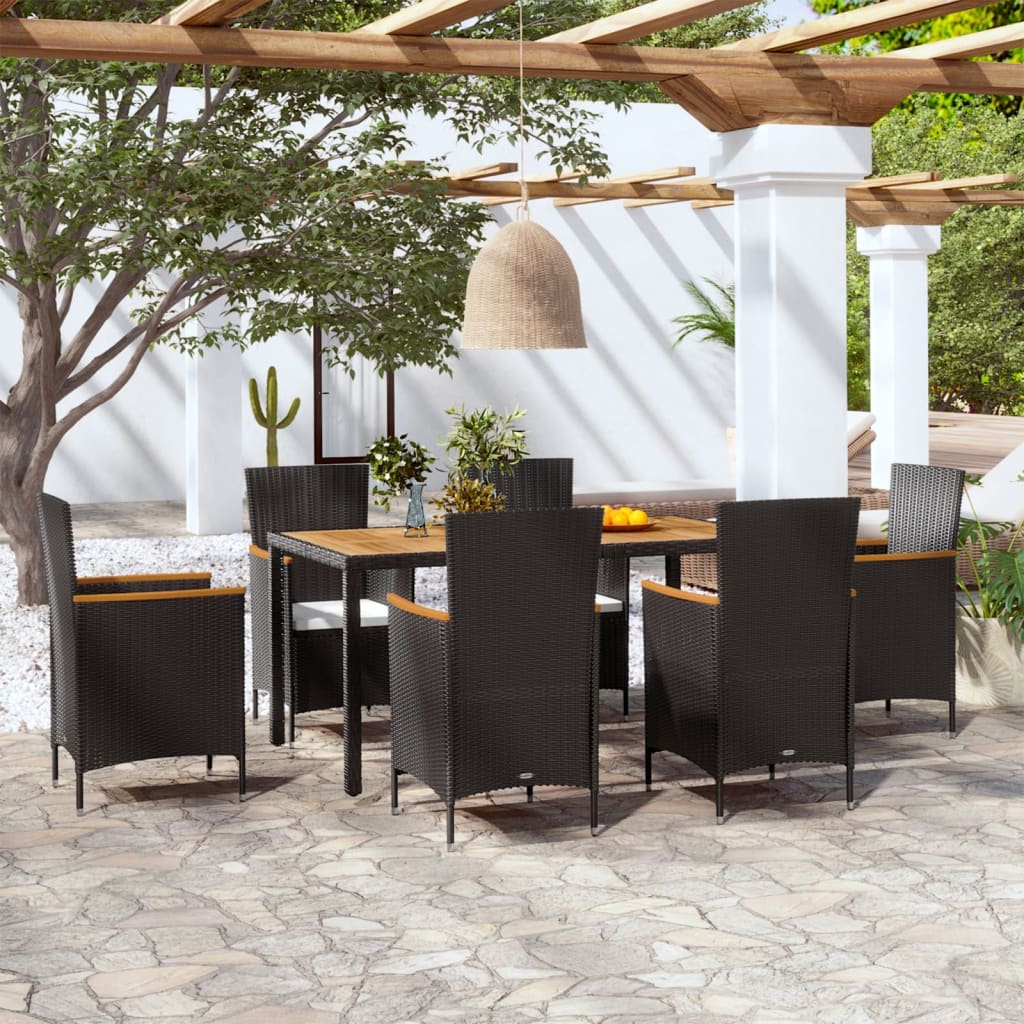 Vidaxl Set De Comedor De Jardín 7 Piezas Y Cojines Ratán Sintético_1