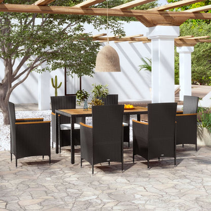 Vidaxl Set De Comedor De Jardín 7 Piezas Y Cojines Ratán Sintético_1