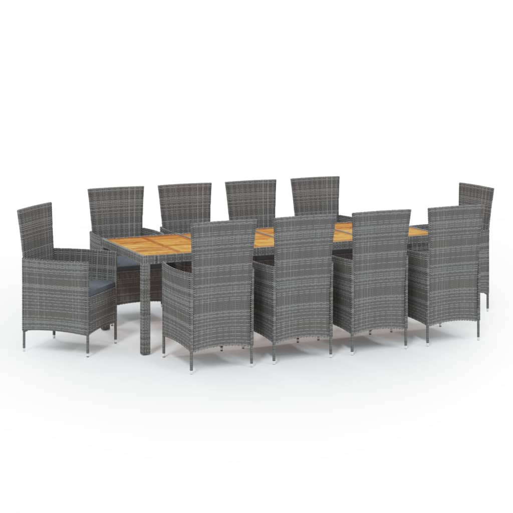 Vidaxl Set De Comedor De Jardín 11 Pzas Y Cojines Ratán Sintético Gris_0