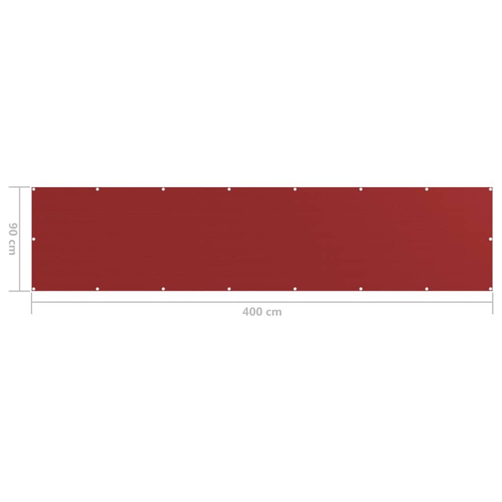 Vidaxl Toldo Para Balcón Hdpe Rojo 90x400 Cm_4