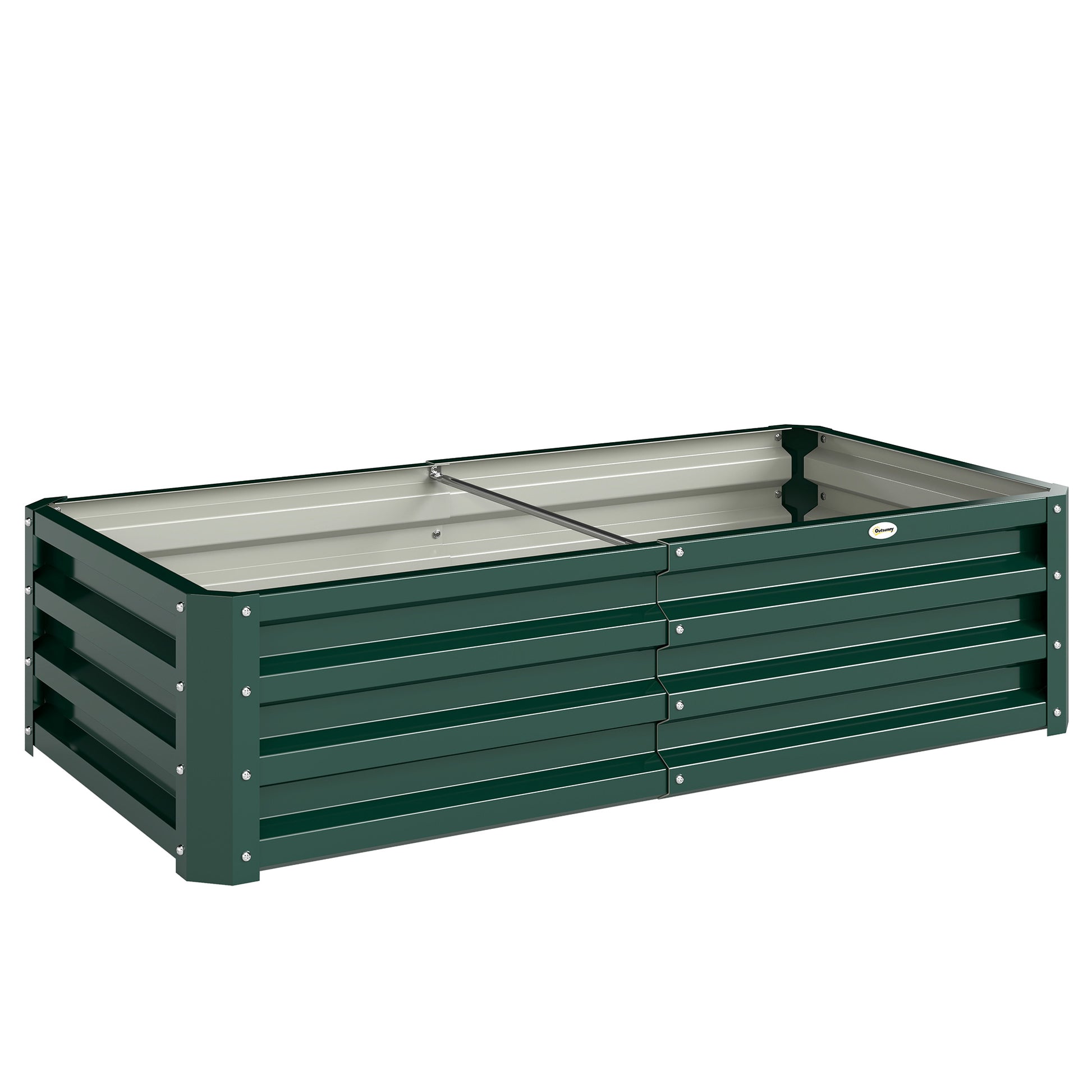 Outsunny Jardinera Elevada Rectangular De Acero Galvanizado 120x60x30,5 Cm Verde_0