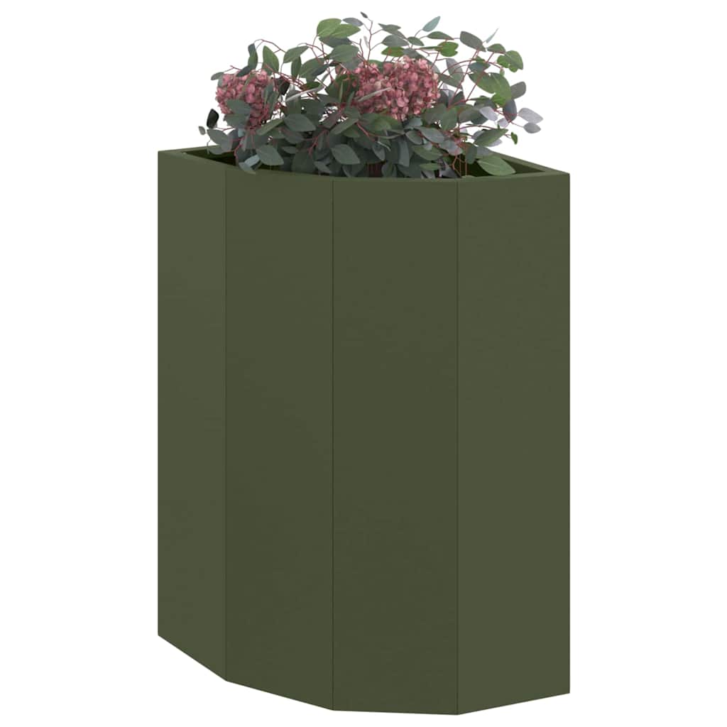 Macetero De Esquina Verde Oliva 30 X 30 X 50 Cm Acero_2