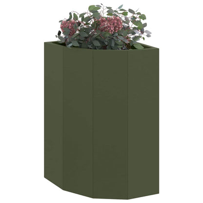 Macetero De Esquina Verde Oliva 30 X 30 X 50 Cm Acero_2