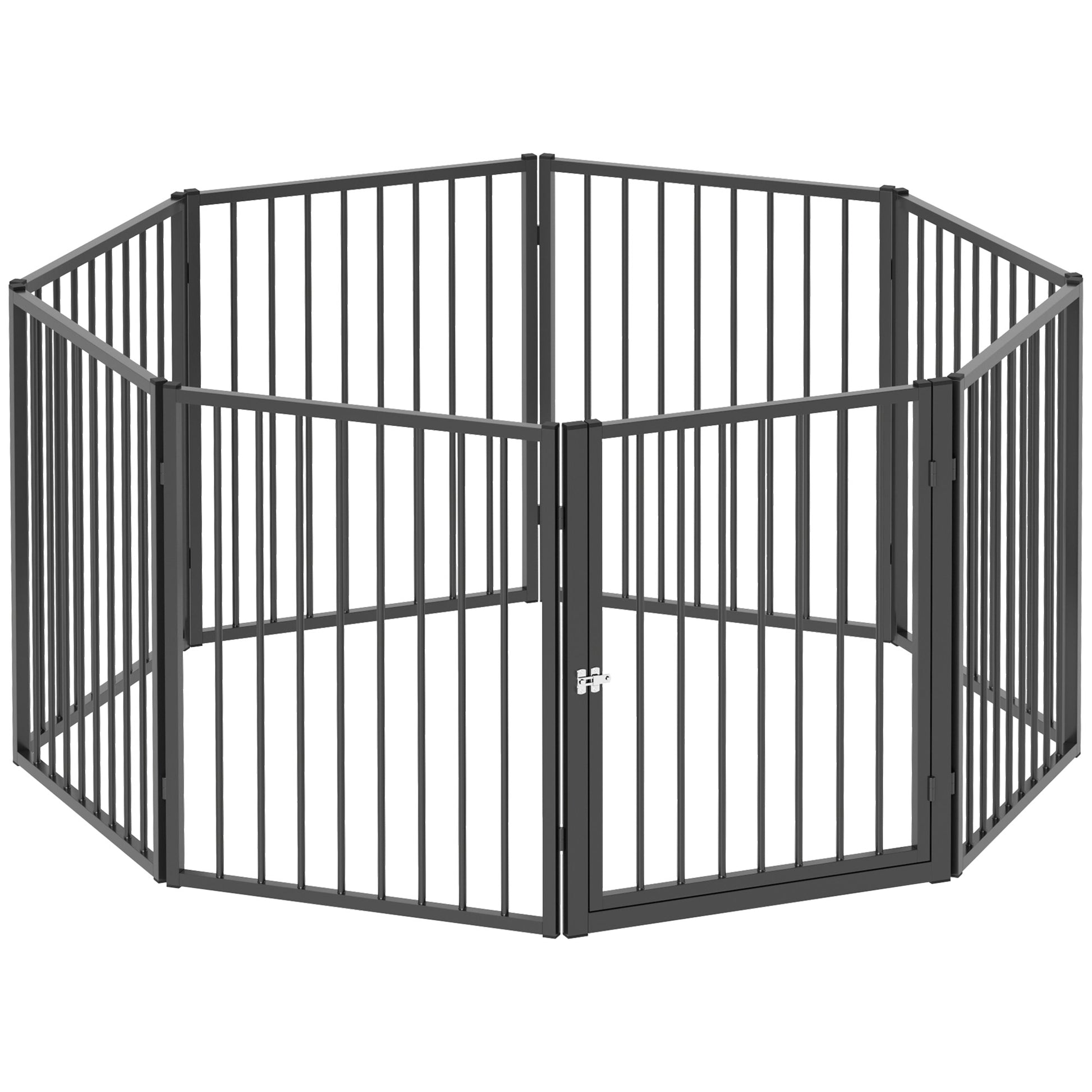 Pawhut Parque Para Perros De 8 Paneles 60x76 Cm Para Interior Y Exterior Negro_0