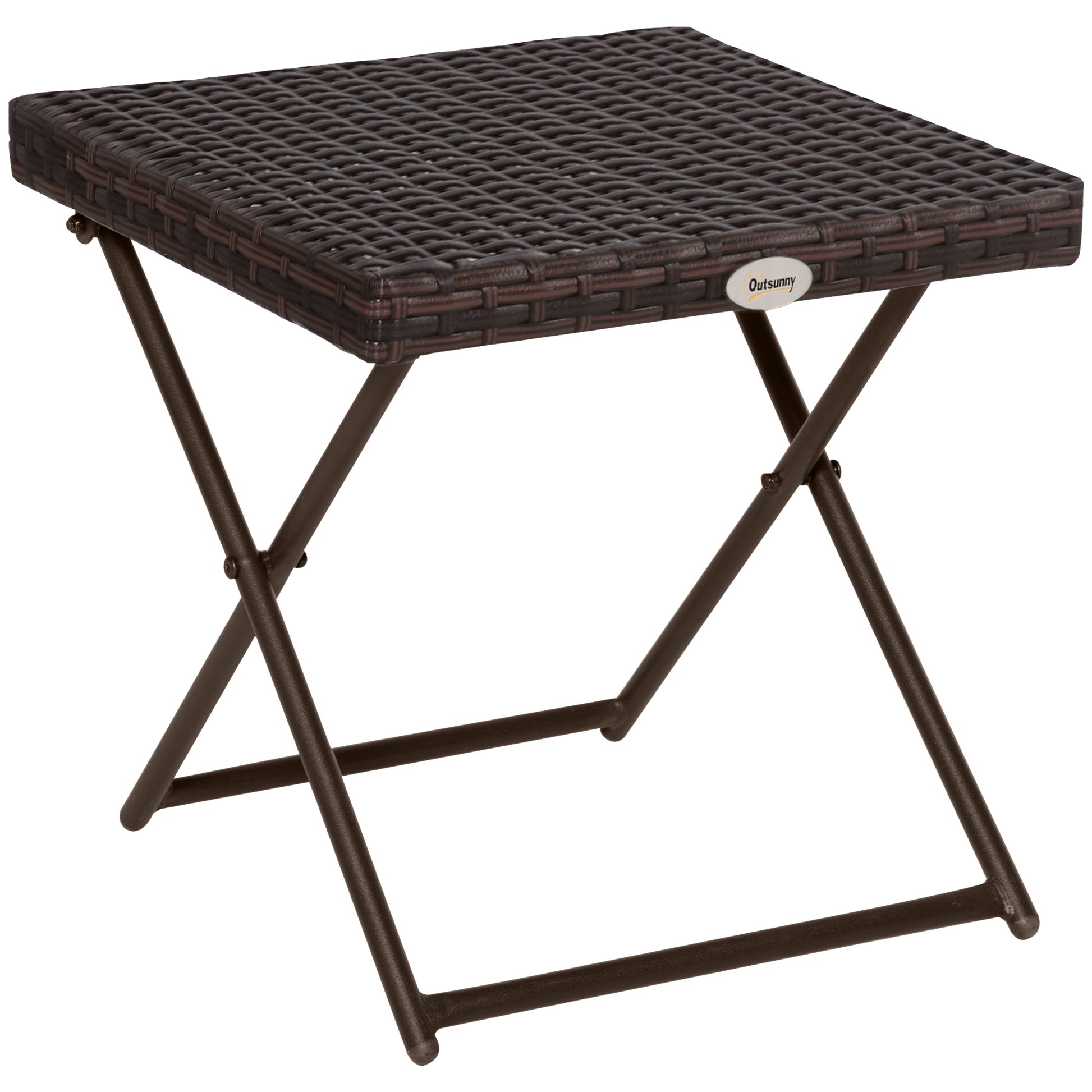 Outsunny Mesa Plegable Para Jardín Terraza Patio Ratán Y Acero Con Patas_0