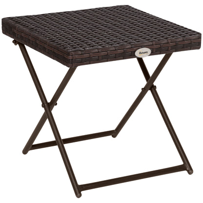 Outsunny Mesa Plegable Para Jardín Terraza Patio Ratán Y Acero Con Patas_0