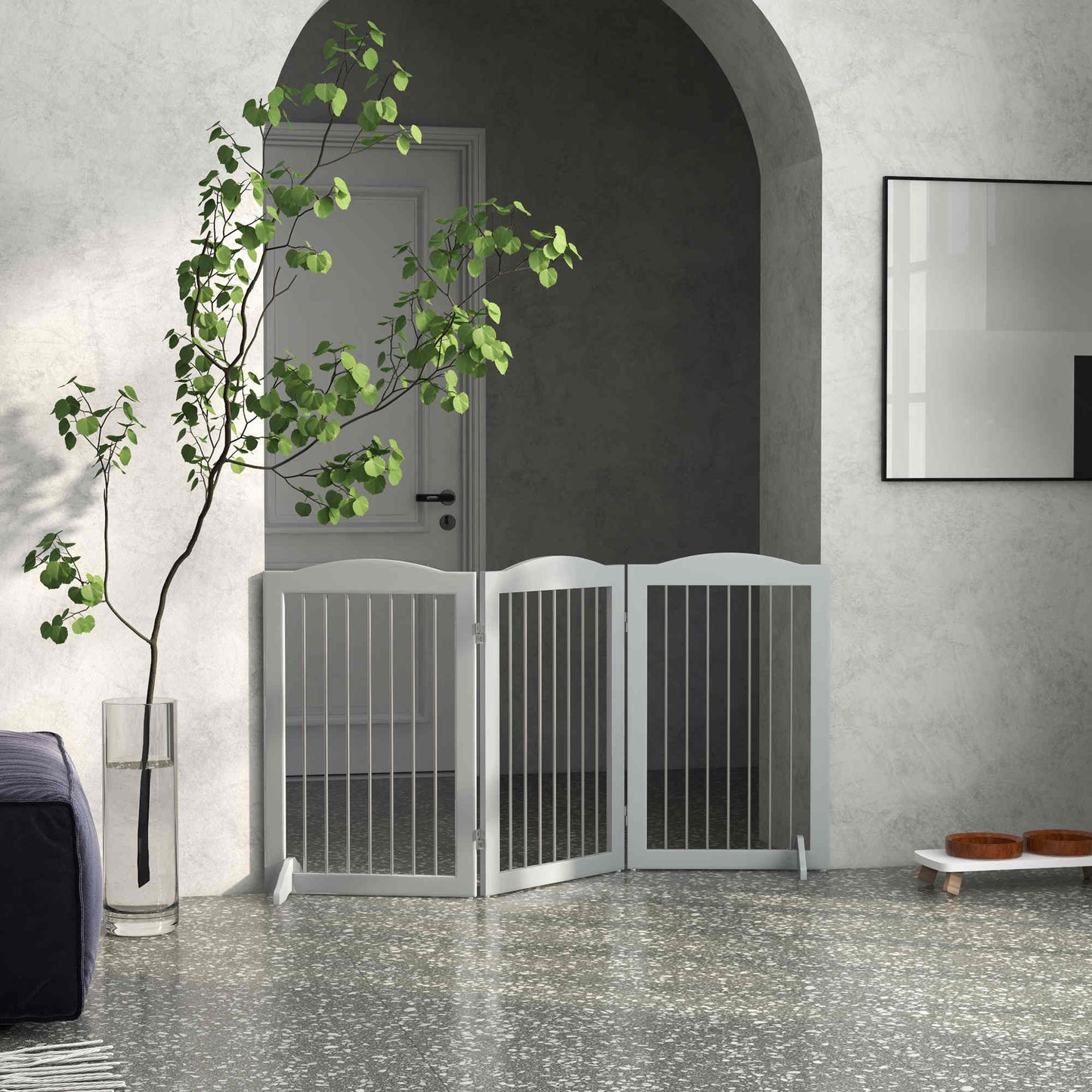 Pawhut Barrera De Seguridad Para Perros Plegable 154x30x80 Cm Con Soporte De Pie_1