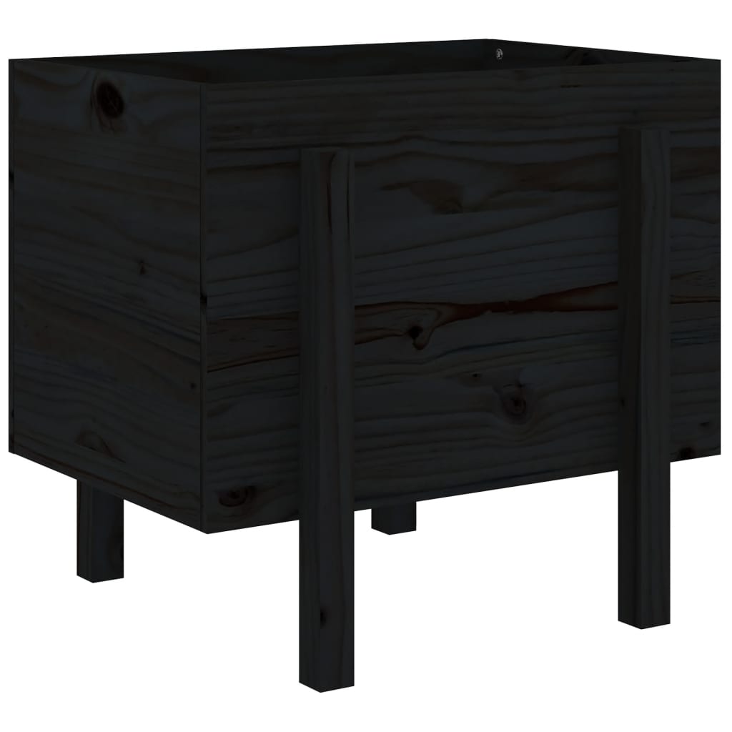 Jardinera De Madera Maciza De Pino Negro 62x50x57 Cm_5