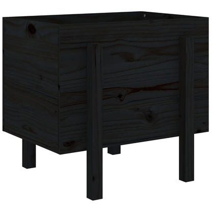 Jardinera De Madera Maciza De Pino Negro 62x50x57 Cm_5