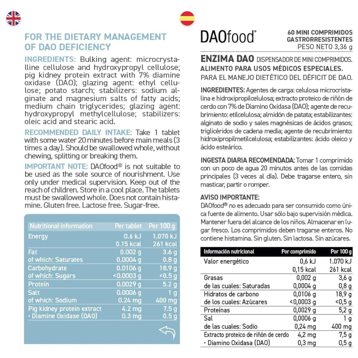 DAOfood® dispensador 60 minicomprimidos