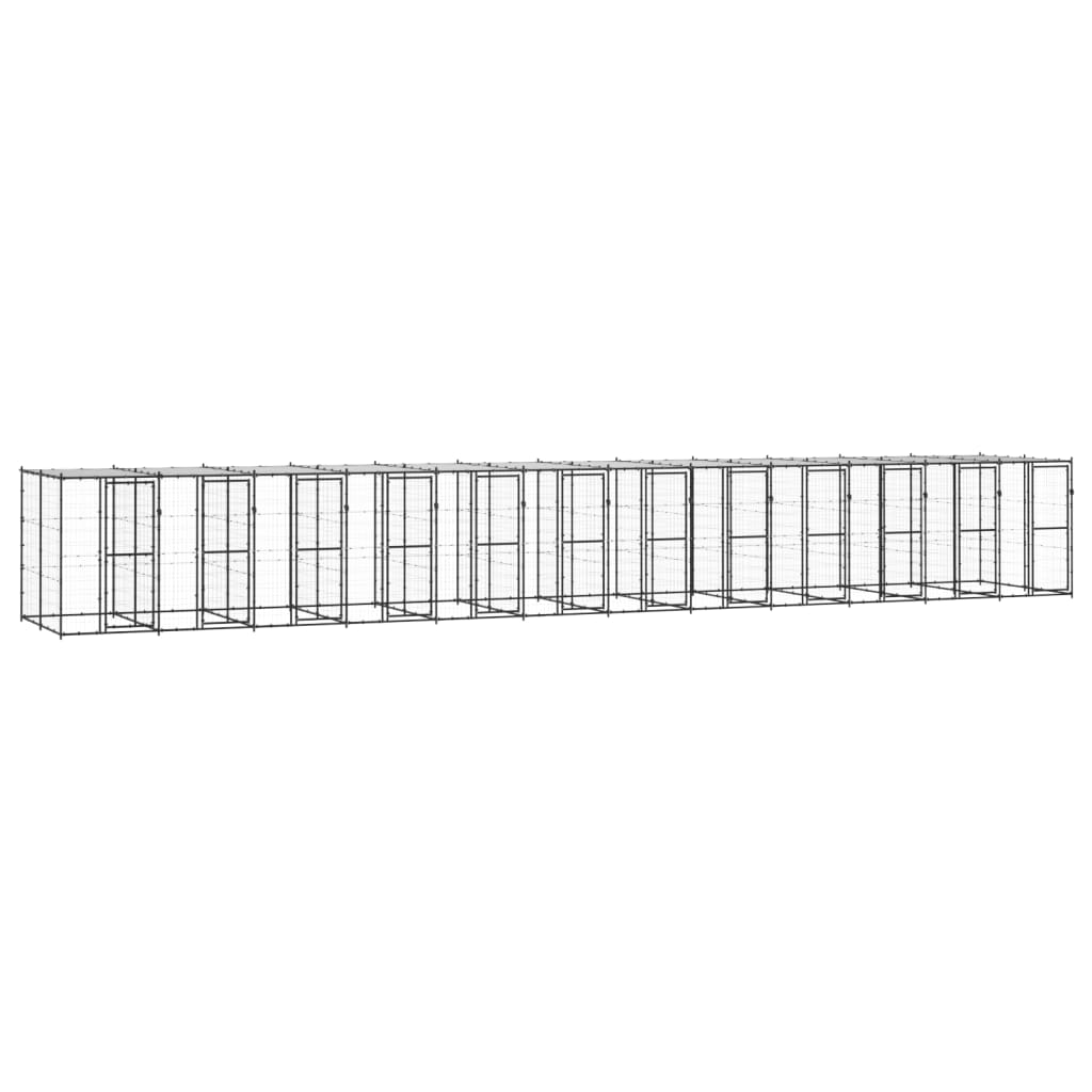 Perrera De Exterior De Acero Con Techo 29,04 M²_1