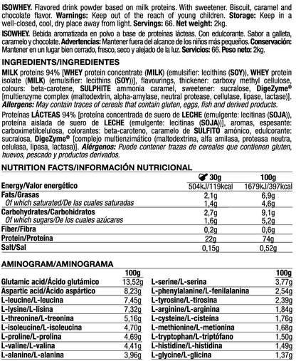 Isowhey - 2kg - Galleta Con Caramelo Crujiente - Proteína De Aislado De Suero Isolate - Quamtrax_5